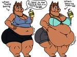 anthro before_and_after belly big_breasts big_butt bojack_horseman bra breasts butt charliecrow clothed clothing english_text equid equine female hollyhock_(bojack_horseman) horse jewelry mammal midriff necklace netflix nipple_outline obese obese_anthro obese_female overweight overweight_anthro overweight_female partially_clothed solo text underwear weight_gain