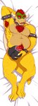 2020 2_horns absurd_res anthro arm_hair armpit_hair ball_fondling balls balls_outline belly biceps big_belly big_bulge body_hair bowser bulge chest_hair chest_tuft clothed clothing crotch_tuft dakimakura dakimakura_design detailed_bulge digital_media_(artwork) feet fingers fondling genital_outline genitals hair hairy hi_res horn huge_bulge koopa leg_hair looking_at_viewer lying male mammal mario_bros moobs musclegut muscular muscular_anthro muscular_male navel nintendo on_back open_mouth overweight overweight_anthro overweight_male pecs pubes scalie seductive simple_background smile solo speedo spikes swimwear thick_thighs tuft underwear xngfng95