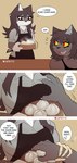 abs angry anthro apron breast_grab breasts clothing crossgender dumplings female food group hair hand_on_breast mtf_crossgender offering_food red_eyes smile tail text topwear trio catkitte bonehand_(catkitte) ugly_cat_(catkitte) bear domestic_cat felid feline felis mammal 2024 absurd_res comic digital_drawing_(artwork) digital_media_(artwork) english_text hi_res signature sibling_(lore)