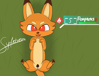 animal_genitalia animal_vulva anus belly butt canine_genitalia canine_vulva eyebrows feet female female_symbol feral fur gameplay_mechanics gender_symbol genitals grass gui health_bar level_number open_mouth orange_body orange_fur paws plant red_eyes simple_background solo spread_legs spreading symbol tail text vulva white_text syfelreon palworld pocketpair canid canine foxparks mammal pal_(species)