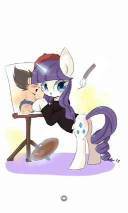 beret black_clothing black_hair black_sweater black_topwear blue_eyes clothing cutie_mark easel female feral hair hat headgear headwear horn levitation magic magic_user male open_mouth pointy_hair simple_background solo sweater telekinesis topwear white_background white_body kubota_(artist) dragon_ball dragon_ball_z friendship_is_magic hasbro my_little_pony mythology rarity_(mlp) vegeta equid equine horse humanoid mammal mythological_creature mythological_equine pony saiyan unicorn 3:5
