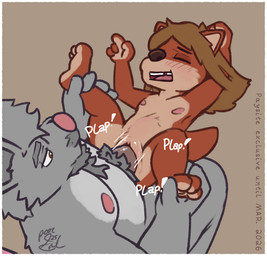 age_difference andromorph anthro blush blush_lines clitoris duo erection genitals intersex looking_pleasured male nipples nude penetration penis sex sound_effects text vaginal vaginal_penetration vulva young young_andromorph young_intersex young_penetrated poorsal mr._rahtz_(poorsal) simon_(poorsal) mammal murid murine mustelid otter rat rodent 2025 digital_media_(artwork) trans_(lore) trans_man_(lore)