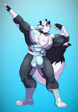 abs anthro arm_tuft balls_outline big_bulge big_muscles big_pecs biped black_eyes black_hair bulge clothed clothing detailed_bulge elbow_tuft expansion flexing flexing_bicep fluffy fluffy_chest fluffy_tail fur genital_outline gloves growth hair handwear huge_bulge huge_muscles inner_ear_fluff latex latex_clothing latex_skinsuit male male_anthro muscle_growth muscular muscular_anthro muscular_arms muscular_male pecs penis_outline plantigrade simple_background skinsuit solo superhero superhero_costume surprised tail tall tight_clothing tuft white_body white_hair umbreoncloud ivyory felid feline mammal absurd_res hi_res sequence