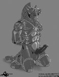 anthro balls biped bound chain erection genital_piercing genitals kneeling knot machine male muscular muscular_male nipple_piercing nipples paws penis penis_piercing piercing prince_albert_piercing solo text salonkitty smokepaw robot 2022 digital_media_(artwork) url