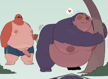 5_toes anthro belly big_belly bottomwear butt clothing dessert duo eyewear feet food genitals heart_symbol ice_cream kemono male male/male moobs morbidly_obese morbidly_obese_male nipples obese obese_male overweight overweight_male palm_tree penis plant purple_body purple_skin shorts standing sunglasses swimwear toes tree quanjiang disney lilo_and_stitch ice_cream_man_(lilo_and_stitch) jumba_jookiba alien human kweltikwan mammal 2026