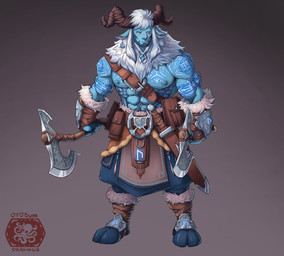 abs amber_eyes areola axe bag biceps biped blue_body blue_nose blush body_hair chest_fur chest_hair chest_tuft ear_piercing ear_ring facial_hair fluffy front_view fur fur_collar group hair hooved_toes hooves horn male markings melee_weapon muscular muscular_arms muscular_humanoid muscular_male navel nipple_outline nipples piercing pink_inner_ear ring_piercing serious serious_face solo striped_markings stripes sword tuft weapon white_body white_fur white_hair yellow_eyes ottobum animal_humanoid bovid bovid_humanoid bovine bovine_humanoid caprine caprine_humanoid horned_humanoid humanoid mammal mammal_humanoid sheep sheep_humanoid absurd_res hi_res