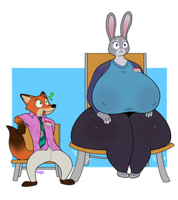 anthro big_breasts big_butt biped blush breasts butt chair clothed clothed_anthro clothed_female clothed_male clothing duo female female_anthro fur furniture furniture_damage green_heart grey_body grey_fur huge_breasts huge_butt hyper hyper_breasts hyper_butt larger_anthro larger_female looking_at_another looking_pleasured male male/female male_anthro name_tag nervous orange_body orange_fur overweight overweight_female parody simple_background sitting size_difference smaller_anthro smaller_male text thick_thighs agenexxthecat disney zootopia judy_hopps nick_wilde canid canine european_rabbit fox lagomorph leporid mammal oryctolagus rabbit red_fox true_fox 2025 absurd_res character_name hi_res signature