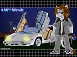 1980s_theme anthro blue_eyes car clothing cuff_(restraint) eyewear fur gloves grid gun handcuffs handgun handwear male metal_cuffs pistol police ranged_weapon restraints retro shackles solo suit sunglasses synthwave vehicle weapon white_body white_fur djcoyoteguy city_beat_(djcoyoteguy) lamborghini lamborghini_countach evan_white_(djcoyoteguy) felid lion mammal pantherine 4:3 hi_res