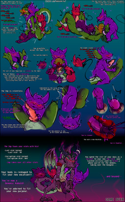 accessory anal anal_penetration anklet back_wings balls blush bodily_fluids cock_ring collar colored_cum corruption cuff_(restraint) cum cum_drip cum_in_ass cum_in_mouth cum_inside cum_on_chest cum_on_face cum_on_penis cumshot cursed cursed_object dialogue dripping dungeon ejaculation feet feet_on_penis fellatio finger_in_mouth flustered foot_fetish foot_lick foreskin from_behind_position from_front_position furgonomics furry-specific_piercing game_over gameplay_mechanics genital_fluids genitals glans group group_sex gui handjob handjob_while_penetrating health_bar horn horn_piercing hot_dogging humanoid_genitalia humanoid_penis internal jewelry knot knotted_penis larger_male larger_penetrated leaking_precum leg_cuffs licking male male/male male_penetrated male_penetrating male_penetrating_male mana_drain markings membrane_(anatomy) membranous_wings nuzzling occult_symbol open_mouth oral penetration penile penile_penetration penis penis_accessory penis_jewelry penis_lick penis_nuzzling pentagram piercing precum precum_drip precum_string purple_body purple_cum purple_glow question_mark red_eyes restraints rubbing_penis sandwich_position sex simple_background size_difference smaller_male symbol text tongue tongue_out tongue_piercing transformation unusual_bodily_fluids unusual_cum unusual_genital_fluids wings wrist_cuffs asbel_lhant conditional_dnp mythology demon imp kobold scalie 2026 absurd_res digital_drawing_(artwork) digital_media_(artwork) english_text hi_res sequence