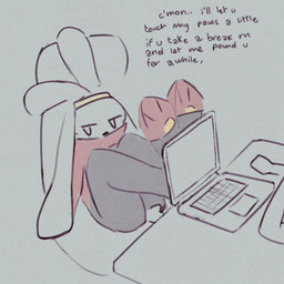 3_toes anthro attention_seeking chair computer dialogue electronics feet feet_up furniture laptop male paws sitting tail text toes miii_cho nintendo pokemon generation_8_pokemon pokemon_(species) raboot 1:1 english_text
