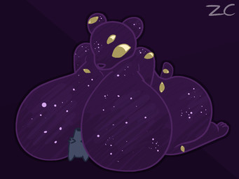 >_< anthro big_breasts breast_smother breasts duo ear_eyes eyes_closed eyes_on_body female huge_breasts hyper hyper_breasts larger_female male male/female multi_eye pinned pinned_to_ground shoulder_eye size_difference smaller_male smothering starry_body tail_eye top_heavy unusual_anatomy unusual_eye_placement zerocloak bear canid canine canis mammal monster wolf 4:3 hi_res