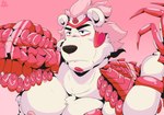 anthro bracelet chest_tuft claws cyberpunk hair jewelry male muscular music pink_background pink_hair pose shoulder_armor simple_background solo spiky_hair tuft white_body thecaptainteddy lady_gaga waffle_(captainteddy) bear mammal polar_bear ursine 2020 digital_media_(artwork)