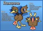 2023 2_heads 3_toes absurd_res anus avian avian_butt beak bipedal_feral black_body blue_background blue_border blue_eyes border brown_body brown_feathers butt character_name doduo erection eyebrows eyelashes fan_character feathers feet feral generation_1_pokemon genitals green_eyes head_tuft hi_res hydra_problems information lying male model_sheet multi_head nintendo on_back open_beak open_mouth otterjunk penis pokemon pokemon_(species) presenting presenting_hindquarters questioning_sexuality red_body red_feathers roxanne_(otterjunk) simple_background solo stated_heterosexuality stated_homosexuality stated_sexuality tail tail_feathers tapering_penis toes tuft wings