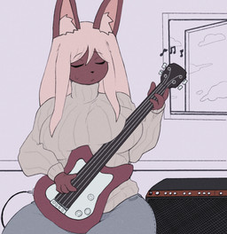 amplifier anthro bass_guitar big_breasts bodily_fluids bottomwear breasts brown_body brown_fur clothing denim denim_bottomwear denim_clothing eyes_closed female fur guitar hair inner_ear_fluff jeans long_hair musical_instrument pants playing_music plucked_string_instrument solo string_instrument sweat sweatdrop sweater tan_hair topwear tuft turtleneck tideripples sophie_(tideripples) lagomorph leporid mammal rabbit hi_res