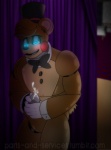 anthro blue_eyes blush bodily_fluids clothing cum erection genital_fluids genitals glowing glowing_eyes hair hat headgear headwear machine male masturbation metal_penis nude orgasm penile penile_masturbation penis solo teeth felinesyndr0me five_nights_at_freddy's five_nights_at_freddy's_2 scottgames freddy_(fnaf) toy_freddy_(fnaf) animatronic bear mammal robot digital_media_(artwork)