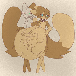 anthro belly big_belly blue_eyes breasts brown_body chest_tuft countershade_torso countershading dipstick_ears dipstick_tail duo ear_markings eyewear female glass glasses green_eyes head_imprint hyper hyper_pregnancy imprint markings multicolored_ears paw_imprint pregnant pregnant_anthro simple_background tail tail_markings tuft wearing_glasses white_background white_body liwenenix 1:1 hi_res
