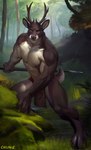 2022 5_fingers abs anthro antlers areola arm_support bedroom_eyes biceps big_muscles biped black_hooves blue_eyes bottomwear broad_shoulders brown_antlers brown_body brown_bottomwear brown_clothing brown_ears brown_eyebrows brown_fur brown_hooves brown_horn brown_loincloth brown_nose brown_tail chunie clothed clothing cloven_hooves countershade_arms countershade_ears countershade_face countershade_fur countershade_legs countershade_neck countershade_tail countershade_torso countershading dark_areola dark_body dark_ears dark_fur dark_hooves dark_nipples dark_nose day deer deltoids detailed_background digital_media_(artwork) digital_painting_(artwork) eyebrows fighting_pose fingers forest forest_background full-length_portrait fur grass grin half-closed_eyes head_tuft hi_res holding_melee_weapon holding_object holding_polearm holding_spear holding_weapon hooves horn humanoid_hands light light_body light_fur light_inner_ear lighting loincloth loincloth_only looking_at_viewer looking_forward male male_anthro mammal melee_weapon monotone_antlers monotone_horn moss multicolored_body multicolored_fur muscular muscular_anthro muscular_male narrowed_eyes nature nature_background naughty_face neck_tuft nipples outside pecs pink_nipples plant polearm portrait pose quads rock scut_tail seductive shaded short_tail signature smile smiling_at_viewer solo spear standing tail tan_body tan_countershading tan_fur tan_inner_ear tan_tail teeth thaldrin three-quarter_view topless trapezius tree tribal triceps tuft two_tone_body two_tone_fur two_tone_tail unguligrade unguligrade_anthro unguligrade_legs weapon