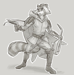 anthro arbalist bard belt biped boots bottomwear cloak clothed clothing crossbow eyebrows footwear front_view fully_clothed grey_background hair holding_musical_instrument holding_object holding_weapon lute male markings musical_instrument pants plucked_string_instrument ranged_weapon ring_(marking) ringed_tail shoes short_hair simple_background solo standing string_instrument striped_markings striped_tail stripes tail tail_markings weapon lion21 mammal procyonid raccoon 2020 digital_media_(artwork) full-length_portrait greyscale monochrome portrait