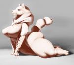 anthro big_breasts big_butt breasts butt clothed clothing curvy_figure female hair huge_breasts huge_butt huge_thighs looking_at_viewer slightly_chubby solo text thick_thighs voluptuous vondranart armello league_of_geeks river_(armello) canid canine canis mammal wolf 2018 absurd_res hi_res