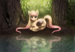 brown_body brown_feathers cutie_mark detailed_background feathered_wings feathers female feral forest nature nude outside plant pond quadruped solo tail tree wings wood magpie_(artist) hasbro my_little_pony mythology fan_character equid equine mammal mythological_creature mythological_equine pegasus