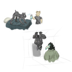 bed bulge drone dronification furniture group latex male null zeckle vincent_(zeckle) avian bat bird cryptid mammal microbat pallid_bat vesper_bat yangochiropteran 1:1 hi_res