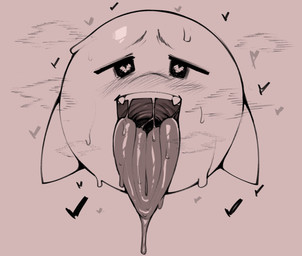 ambiguous_gender blush bodily_fluids fangs heart_eyes heart_symbol open_mouth saliva simple_background solo teeth throat tongue tongue_out neo_hajime mario_bros nintendo boo_(mario) ghost spirit hi_res