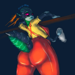 butt female glistening glistening_butt janitor solo fryingdish arthropod humanoid insect hi_res sketch