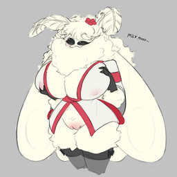 antennae_(anatomy) anthro big_breasts big_wings blush body_blush breasts clothing dress female flower fluffy genitals insect_wings legwear lepidopteran_wings neck_tuft plant solo standing thigh_highs tuft vulva vulva_blush wings byryndyk arthropod insect lepidopteran moth 1:1 absurd_res hi_res monochrome