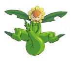 anthro bodily_fluids breasts female flower green_body green_skin non-mammal_breasts nude open_mouth plant simple_background small_breasts solo spread_legs spreading sunflower sweat white_background tediousramen bandai_namco digimon digimon_(species) elemental_creature flora_fauna hybrid scalie sunflowmon 2012 cropped