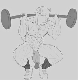 accessory anthro balls big_penis bodily_fluids chest_tuft clothing crouching dripping ear_piercing ear_ring exercise floppy_ears flower flower_in_hair footwear footwear_only foreskin genital_fluids genitals grey_background hair hair_accessory holding_barbell holding_object horn legwear legwear_only male mostly_nude muscular muscular_anthro muscular_male penis piercing plant precum precum_drip pubes retracted_foreskin ring_piercing saggy_balls shoes shoes_only simple_background socks socks_only solo struggling sweat tuft vein veiny_muscles veiny_penis weightlifting weights workout inkgoat gnell_(inkgoat) bovid caprine goat mammal 2020 hi_res monochrome