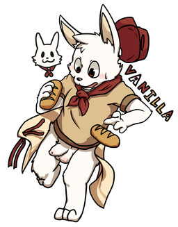 4_fingers anthro apron balls blush bread clothing fingers flaccid food foreskin fur genitals hat headgear headwear humanoid_genitalia humanoid_penis kerchief male neckerchief neckwear open_mouth penis shirt shota simple_background solo t-shirt topwear wardrobe_malfunction white_background white_body white_fur young al-cat vanilla_(al-cat) lagomorph leporid mammal rabbit hi_res