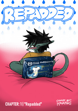 anthro bed black_hair blush box container diaper diaper_package embarrassed furniture hair male on_bed solo text water_droplets kaaski jack_(kaaski) comic cover cover_art cover_page digital_drawing_(artwork) digital_media_(artwork) english_text hi_res signature