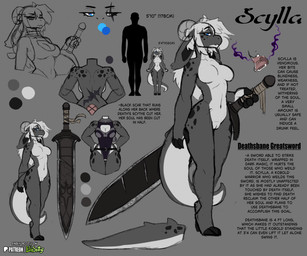 anthro biped breasts claws clothed clothed_anthro clothed_female clothing countershade_torso countershading feet female fingers front_view fur genitals hair horn looking_at_viewer melee_weapon navel nude nude_anthro nude_female solo standing sword tail toes vulva weapon spiritelin snatyr 2026 digital_drawing_(artwork) digital_media_(artwork) hi_res