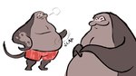 :3 anthro belly bottomwear clothing grey_body male obese overweight pupils shorts slit_pupils smile solo speckled_body wafaaaahhh nintendo splatoon big_man_(splatoon) fish manta_ray marine ray_(fish) stingray absurd_res hi_res