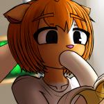 anthro anthrofied banana clothed clothing detailed_background duo female food food_fetish fruit hair male orange_hair plant shirt solo_focus suggestive suggestive_food topwear datfurrydude hamster_eating_a_banana cricetid hamster mammal rodent 1:1 2017 meme