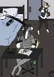anthro bed book bottomwear chair clothing coat dancing desk dog_tags door dormitory duo eyewear furniture glasses hooves horn jewelry lamp long_horn male male/male music necklace plushie shirt shorts stereo table topwear vest arwenscoots conditional_dnp animal_crossing nintendo skoryx_the_oryx zell_(animal_crossing) antelope avian bird bovid galliform gemsbok grazing_antelope grouse impala mammal oryx phasianid ptarmigan hi_res