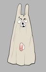 anthro bedsheet_ghost clothing costume genitals halloween_costume holidays male penis simple_background solo nekothesaber halloween holt_harrington lagomorph leporid mammal rabbit hi_res meme