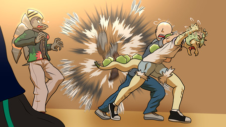 anthro bald blue_bottomwear blue_clothing blue_pants bodily_fluids bottomwear breasts brown_body brown_hair clothed clothed_anthro clothed_female clothed_human clothed_male clothing denim denim_bottomwear denim_clothing denim_shorts electric_guitar female fingers floral_print footwear green_body green_hair green_scales grey_clothing grey_jacket grey_topwear group guitar hair humanoid_hands impact_lines jacket khaki_pants long_hair long_tail male medium_breasts motion_lines musical_instrument non-mammal_breasts open_mouth pants plucked_string_instrument scales scared shirt shoes short_hair short_tail shorts spiked_tail spikes spikes_(anatomy) standing string_instrument sweat sweatdrop tail topwear trio white_clothing white_shirt white_topwear fuegosonic93 cavemanon_studios goodbye_volcano_high ko_op_(game_developer) snoot_game anon_(snoot_game) naser_(gvh) stella_(gvh_beta) dinosaur human mammal ornithischian prehistoric_species pterosaur reptile scalie stegosaurian stegosaurus thyreophoran 16:9 colored hi_res shaded widescreen