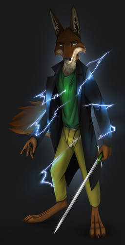 bottomwear clothed clothing coat electricity electricity_manipulation elemental_manipulation fluffy fluffy_tail holding_melee_weapon holding_object holding_sword holding_weapon magic male melee_weapon pants shirt solo sword tail topwear weapon thewyvernsweaver last_fables last_fables_(side_stories) embron_(caniston) canid canine fox mammal 2022 hi_res