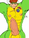 abs anthro balls biceps big_balls big_muscles big_penis biped erection facial_hair fangs genitals goatee hair horn knot looking_at_viewer male muscular muscular_anthro muscular_male nipples nude pecs penis piercing red_hair scar sideburns solo standing tattoo teeth vein cursedmarked mario_bros nintendo darius_koopa_(character) koopa reptile scalie