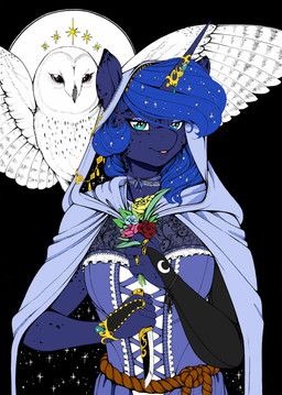 alternate_hairstyle anthro anthrofied art_nouveau bracelet choker cloak clothing dagger duo female flower freckles fur hood horn horn_jewelry horn_ring jewelry knife lace looking_at_viewer melee_weapon mottled mottled_body mottled_fur necklace plant ribbons ring_(jewelry) spread_wings weapon wings longinius sfmqueen third-party_edit friendship_is_magic hasbro my_little_pony mythology princess_luna_(mlp) avian bird equid equine mammal mythological_creature mythological_equine owl winged_unicorn absurd_res color_edit colored digital_media_(artwork) hi_res mixed_media monochrome traditional_media_(artwork)