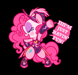 anthro black_background cutie_mark eyelashes eyeshadow female lyrics makeup open_mouth simple_background solo speech_bubble toony kyrakupetsky friendship_is_magic hasbro my_little_pony chappell_roan pinkie_pie_(mlp) earth_pony equid equine horse mammal pony hi_res