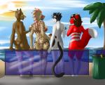 anthro antlers beach big_breasts bikini breasts brown_body brown_fur bubble_butt butt clothing dessert detailed_background female femboy food fur genitals group gynomorph horn ice_cream intersex leggings legwear male nipples nude nude_beach outside palm_tree pattern_clothing pattern_legwear plant public pussy sand sea seaside sky spots striped_clothing striped_legwear stripes swimwear thong tree two-piece_swimsuit underwear water wide_hips ziggie13 dafallen0ne sara_(spottyreception) canid canine deer domestic_cat felid feline felis fox hyena mammal spotted_hyena alice_(disambiguation) sierra_(disambiguation) 2017 digital_media_(artwork) shaded