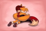 anthro blush bodily_fluids boots clothing crying duo eyes_closed female footwear fur hair hug male multi_tail orange_body orange_fur pink_background red_body red_fur red_hair romantic romantic_couple shoes simple_background tail tears thiscrispykat archie_comics sega sonic_the_hedgehog_(archie) sonic_the_hedgehog_(comics) sonic_the_hedgehog_(series) fiona_fox miles_prower canid canine fox mammal