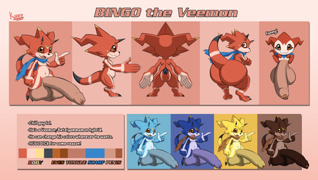 5_fingers anthro baby_digimon back_spikes balls big_balls big_butt big_penis blue_body blue_scarf brown_balls brown_body brown_eyes brown_penis brown_scarf butt claws crossed_arms darkened_balls darkened_genitalia darkened_penis digitigrade fingers foreskin genitals horn huge_balls huge_penis humanoid_genitalia humanoid_penis hyper hyper_balls hyper_genitalia hyper_penis kerchief looking_at_viewer looking_back male mostly_nude multicolored_body multiple_poses navel neonate penis pink_body pose rear_view red_body scarf scarf_only side_view slightly_chubby slightly_chubby_male smile smiling_at_viewer solo spikes spikes_(anatomy) surprised tail toe_claws yellow_body young kiffy_(artist) bandai_namco digimon bingo_(kiffy) fan_character betelgammamon demiveemon digimon_(species) hybrid hybrid_digimon veemon absurd_res hi_res model_sheet