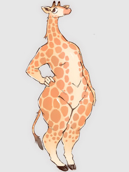 anthro eyelashes featureless_chest featureless_crotch female fur grey_background hand_on_hip hooves humanoid_hands long_neck nude nude_anthro orange_body orange_fur simple_background sketchy slightly_chubby slightly_chubby_anthro solo spots standing tail thick_thighs wide_hips wunnunnunnun giraffe giraffid mammal 2026 3:4 absurd_res digital_media_(artwork) hi_res
