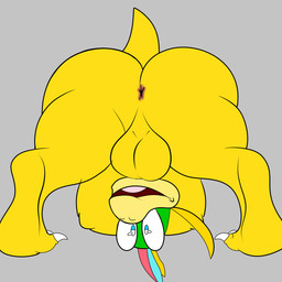 anthro anus ass_up balls big_balls big_butt butt genitals looking_at_viewer looking_back_through_legs looking_through looking_through_legs looking_through_legs_at_viewer male nude presenting presenting_anus smile tail tuxzzybugzzy mario_bros nintendo koopaling lemmy_koopa koopa scalie 1:1 hi_res