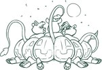 4_toes all_fours anthro big_butt butt butt_focus feet female food fruit fur fur_tuft group hair head_tuft head_turned holidays huge_butt looking_at_viewer looking_back looking_back_at_viewer mature_anthro mature_female moon nude pawpads plant pumpkin pumpkin_butt rear_view short_hair smile smiling_at_viewer tail tail_tuft toes trio tuft redout el_arca halloween bruma kairel queen_oriana felid lion mammal pantherine 2022 digital_drawing_(artwork) digital_media_(artwork) hi_res monochrome