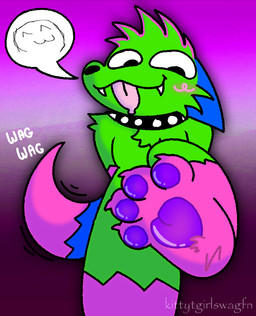 anthro black_nose blush body_blush collar fangs feet fluffy fluffy_chest foot_blush foot_fetish foot_focus macro male onomatopoeia pawpads paws solo sound_effects speech_bubble spiked_collar spikes tail tail_motion tailwag teeth text tongue tongue_out kittytgirlswagfn don't_touch_my_pizza_(meme) nyanwolf rage_comic kevin_(nyanwolf) canid canine canis mammal wolf