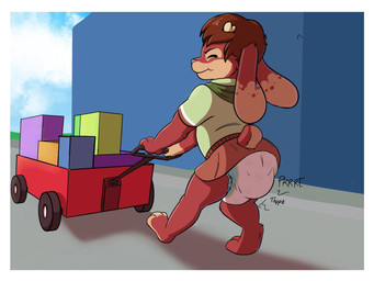 anthro antlers bodily_noises clothed clothing diaper feces fur hair horn male pooping rear_view soiled_diaper soiling soiling_diaper solo tail unclean_diaper used_diaper using_diaper wearing_diaper young baltnwolf jackalope lagomorph mammal 4:3 digital_media_(artwork) hi_res
